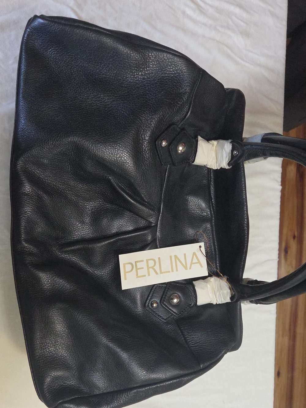 Perlina Black Pebbled Leather Tote BNWT